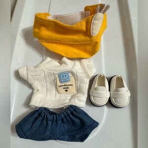 Yellow Visor and Labubu Outfit Set with shoes